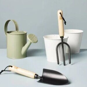 New Hearth And Hand Kids Green and White Watering Can and Planter Set